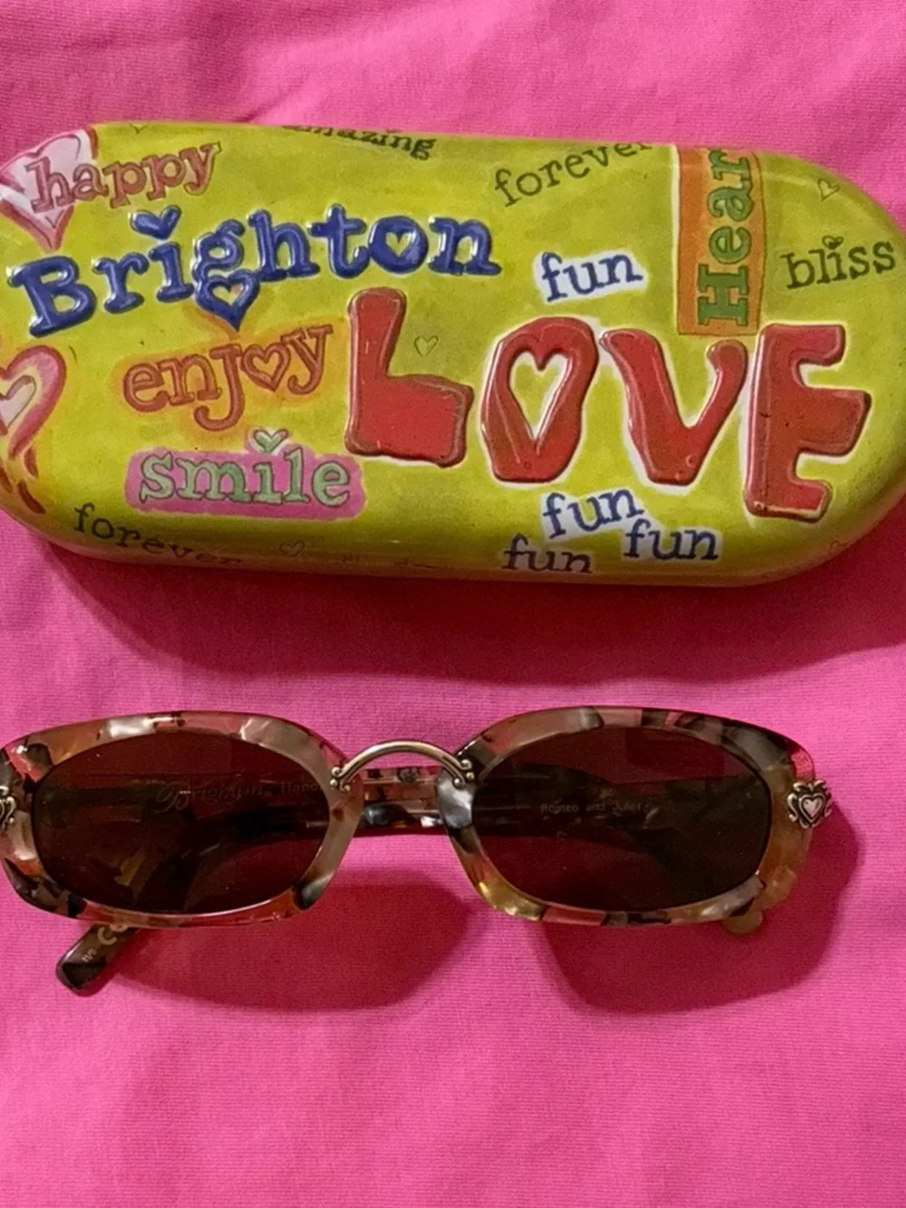 Brighton Multicolor Tortoiseshell Sunglasses with LOVE Graphic Case